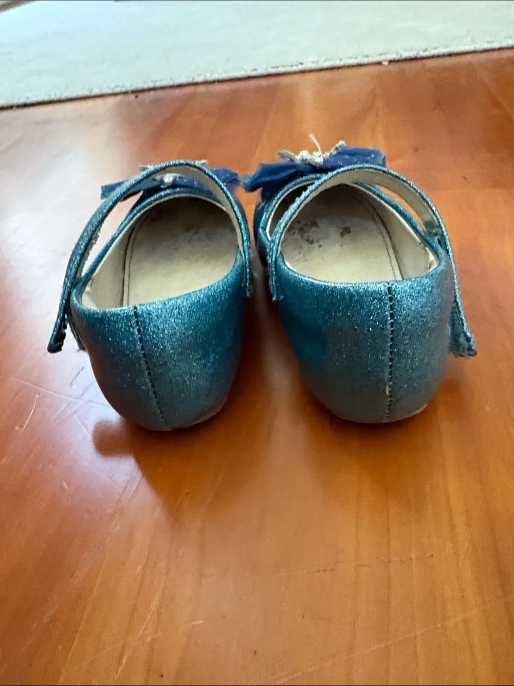 Glitter Teal Mary Jane Kids Shoes with Snowflake Bow